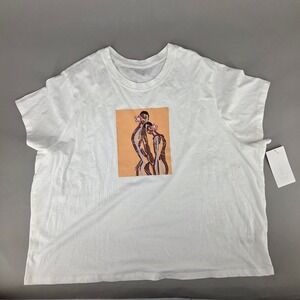 Athleta Outbound Top Women 3X White Graphic Tee Short Sleeve‎ Cotton Athleisure